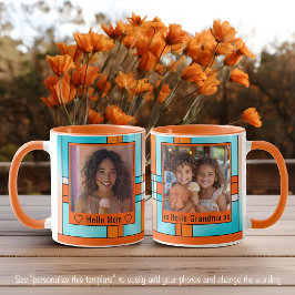 Taza con foto de vidrio tintado colorido Hola Mamá
