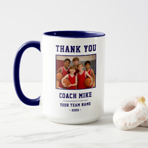 Taza con foto del equipo de entrenador agradecido