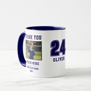 Taza con foto del equipo, nombre y número de jugad