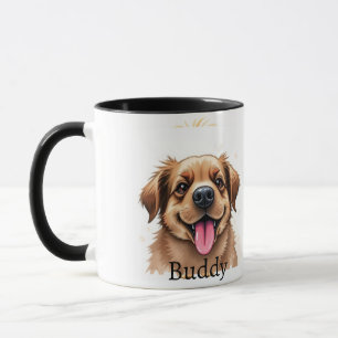 Taza con foto y nombre de mascota con tipografía m