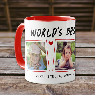 Taza con Fotos de 3 Niños Papá del Mundo