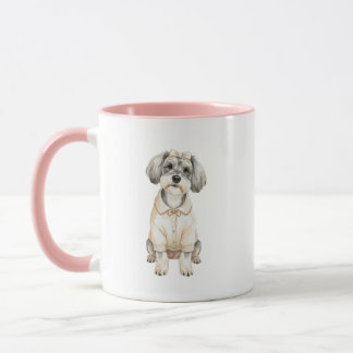 Taza con ilustración de niña perra Mini Schnauzer