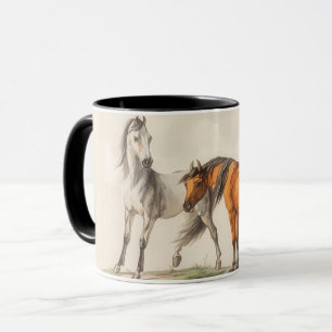 Taza con ilustración vintage de caballos Arte Mugs