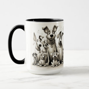 Taza con impresión de arte de perro divertido