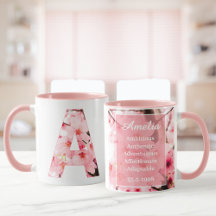 Taza con inicial floral A | Nombre y característic