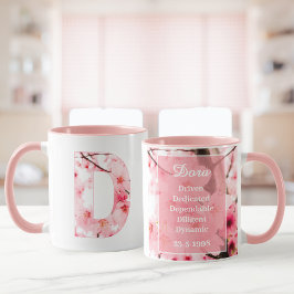 Taza con inicial floral D | Nombre y característic