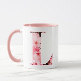 Taza con inicial floral L | Nombre y característic