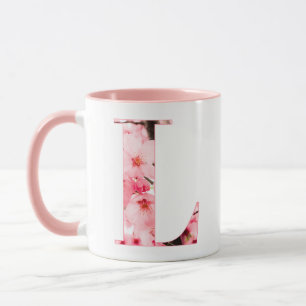 Taza con inicial floral L Nombre y característic