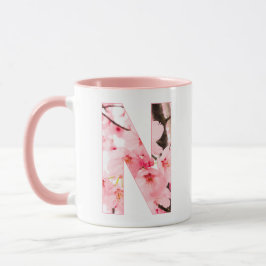 Taza con inicial floral N | Nombre y característic