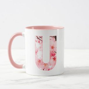 Taza con inicial floral U Nombre y característic