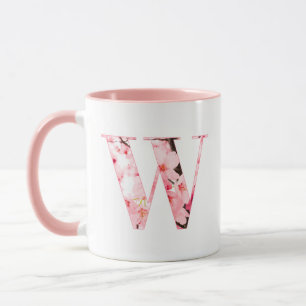 Taza con inicial floral W Nombre y característic