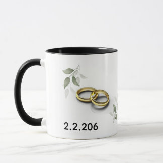 Taza con iniciales de pareja personalizadas y fech