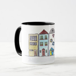 Taza con las casas urbanas