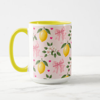 Taza con lazo de flor de limón rosa | Regalo de co