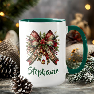 Taza con lazo de Navidad elegante regalo