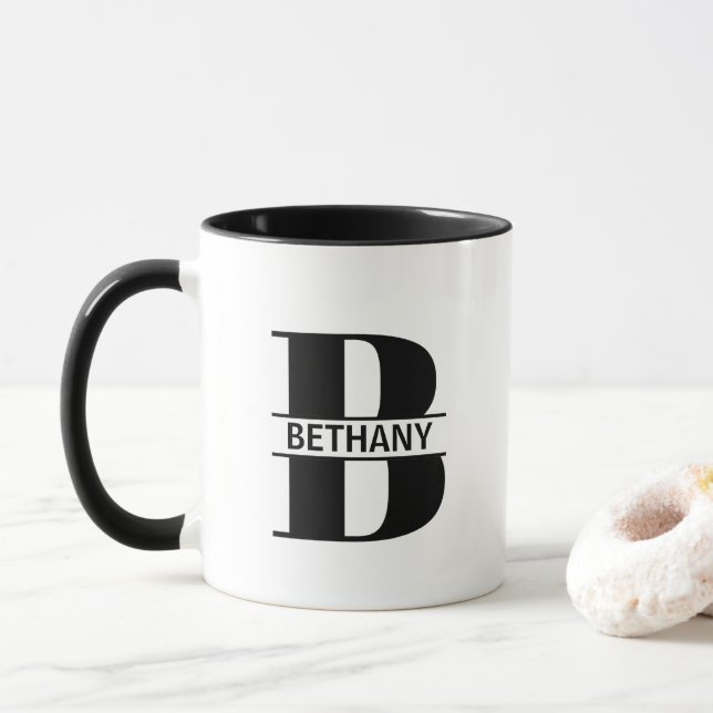 Taza con letra de nombre personalizado 'B' (Con donut)