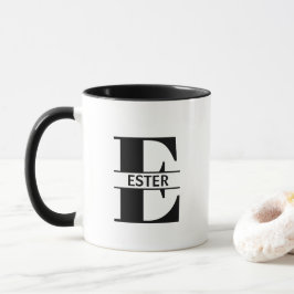 Taza con letra de nombre personalizado 'E'