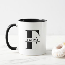 Taza con letra de nombre personalizado 'F'