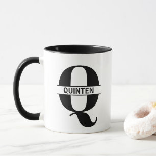 Taza con letra de nombre personalizado 'Q'