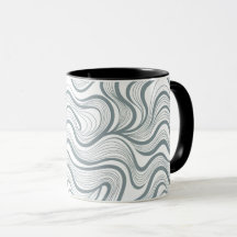 Taza con Líneas Onduladas Abstractas Modernas