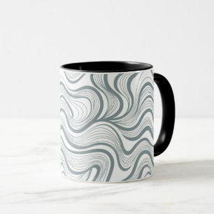Taza con Líneas Onduladas Abstractas Modernas