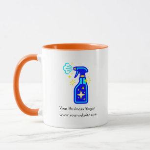 Taza con logotipo de empresa de limpieza