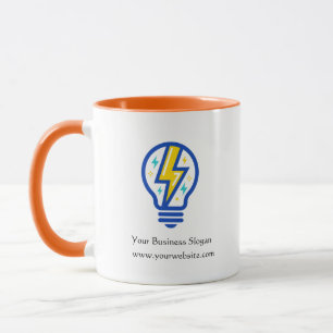 Taza con logotipo de empresa eléctrica