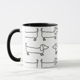 Taza con los dachshunds en negro-blanco