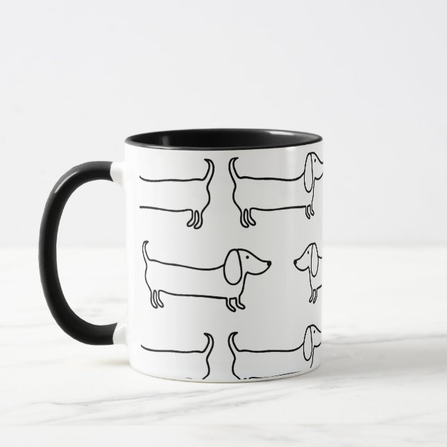 Taza con los dachshunds en negro-blanco (Izquierda)