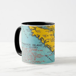 Taza con mapa antiguo de la isla de Vancouver en p
