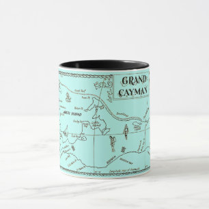 Taza con mapa de Gran Caimán antiguo