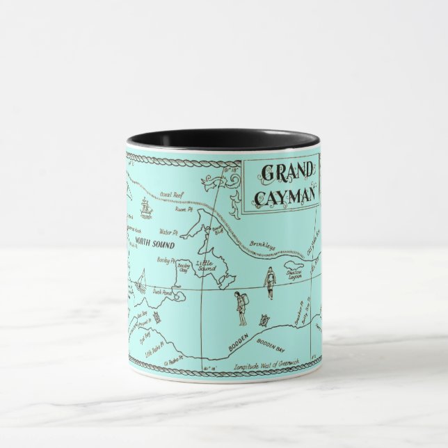 Taza con mapa de Gran Caimán antiguo (Centro)