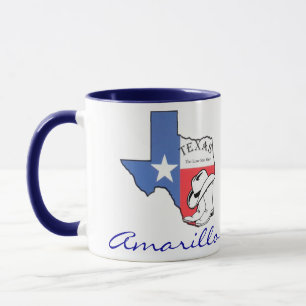 Taza con mapa del estado de Texas Amarillo con est
