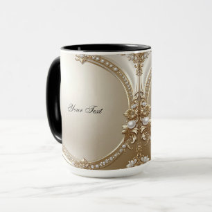 Taza con marco dorado ornamentado con perlas