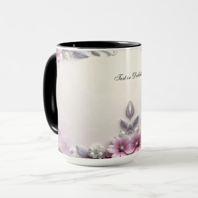 Taza con marco floral rosa (Anverso izquierdo)