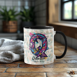 Taza con Monograma Abstracto Vívido - Q para Quent