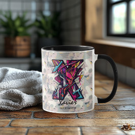 Taza con Monograma de Abstracto Dinámico - X para 
