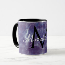 Taza con monograma de nombre personalizado de márm