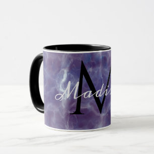 Taza con monograma de nombre personalizado de márm