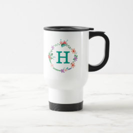 Taza con monograma del viaje de la guirnalda