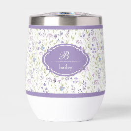 Taza con monograma floral morado personalizado