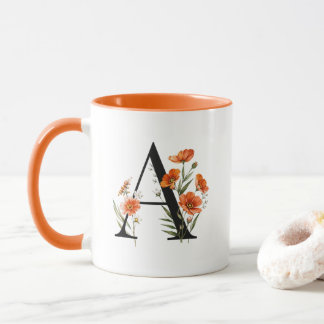 Taza con monograma floral personalizado