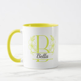 Taza con Monograma Floral Personalizado Letra B - 
