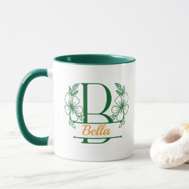 Taza con Monograma Floral Personalizado Letra B - 