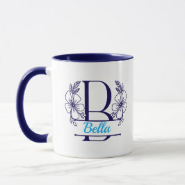 Taza con Monograma Floral Personalizado Letra B - 