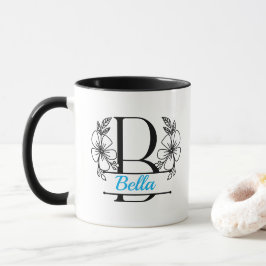Taza con Monograma Floral Personalizado Letra B - 