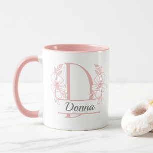 Taza con Monograma Floral Personalizado Letra D -