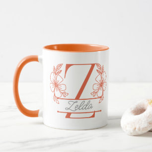 Taza con Monograma Floral Personalizado Letra Z -
