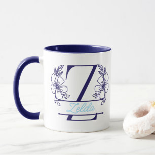 Taza con Monograma Floral Personalizado Letra Z -