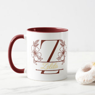 Taza con Monograma Floral Personalizado Letra Z - 